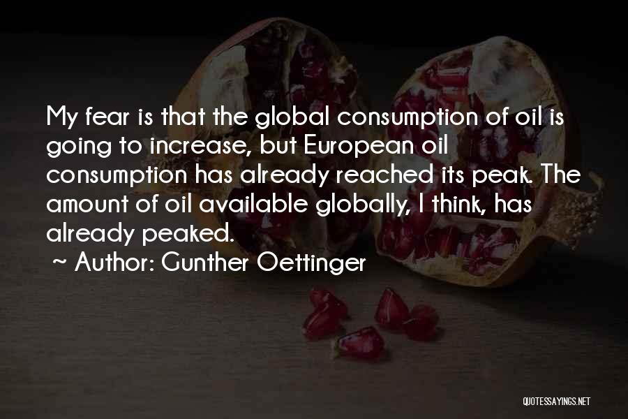 Gunther Oettinger Quotes: My Fear Is That The Global Consumption Of Oil Is Going To Increase, But European Oil Consumption Has Already Reached