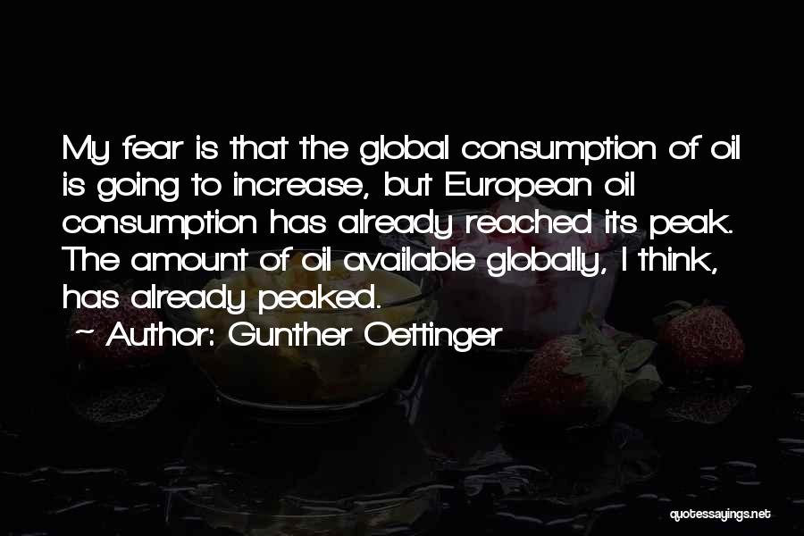 Gunther Oettinger Quotes: My Fear Is That The Global Consumption Of Oil Is Going To Increase, But European Oil Consumption Has Already Reached