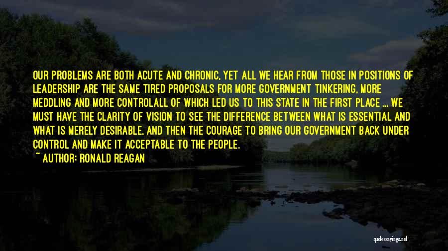 Ronald Reagan Quotes: Our Problems Are Both Acute And Chronic, Yet All We Hear From Those In Positions Of Leadership Are The Same