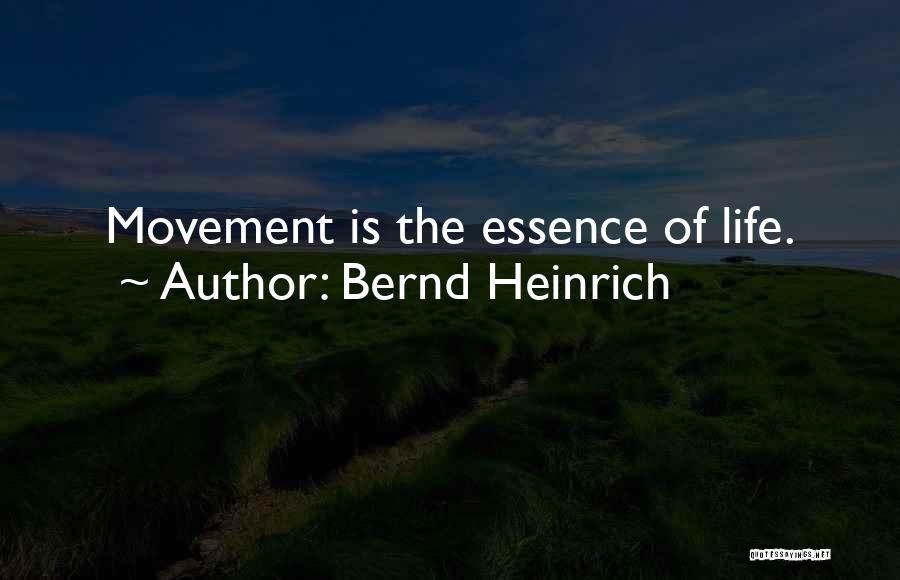 Bernd Heinrich Quotes: Movement Is The Essence Of Life.