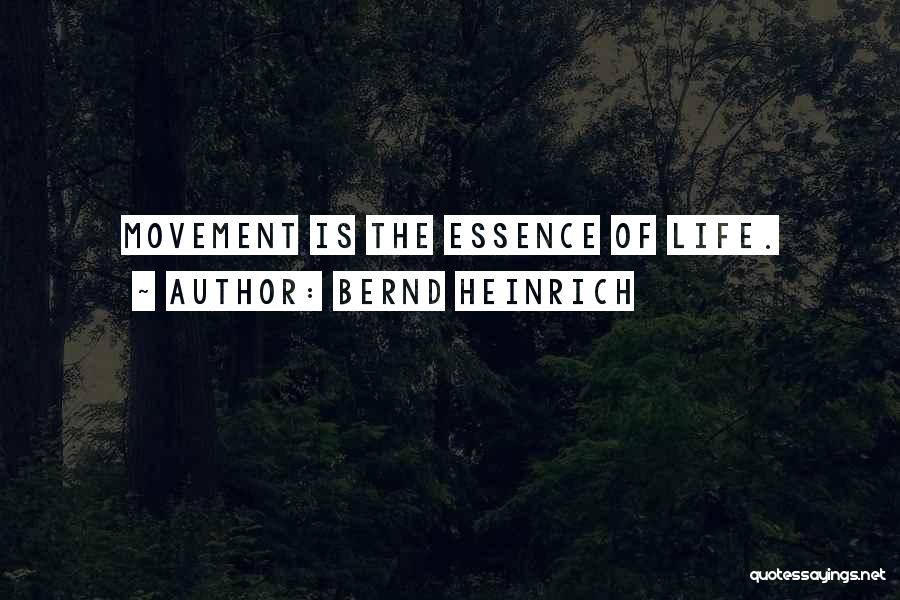 Bernd Heinrich Quotes: Movement Is The Essence Of Life.