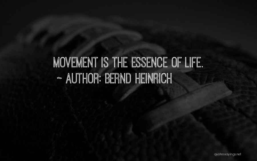 Bernd Heinrich Quotes: Movement Is The Essence Of Life.