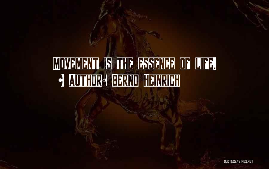 Bernd Heinrich Quotes: Movement Is The Essence Of Life.