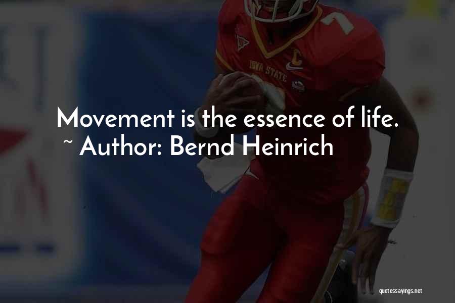Bernd Heinrich Quotes: Movement Is The Essence Of Life.