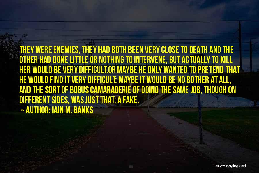 Iain M. Banks Quotes: They Were Enemies, They Had Both Been Very Close To Death And The Other Had Done Little Or Nothing To