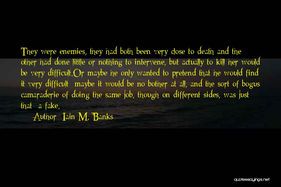 Iain M. Banks Quotes: They Were Enemies, They Had Both Been Very Close To Death And The Other Had Done Little Or Nothing To