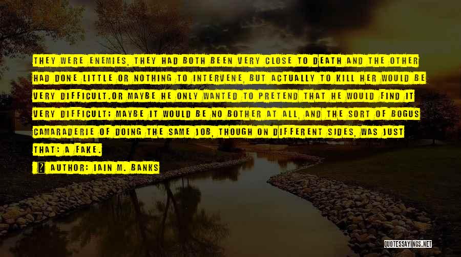 Iain M. Banks Quotes: They Were Enemies, They Had Both Been Very Close To Death And The Other Had Done Little Or Nothing To