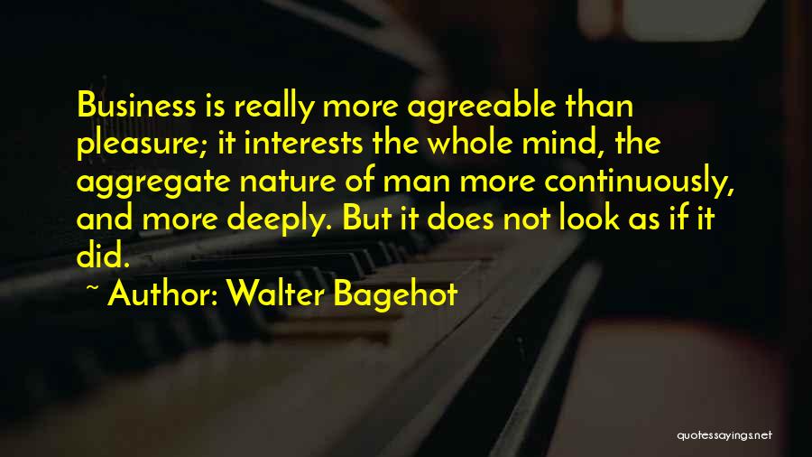 Walter Bagehot Quotes: Business Is Really More Agreeable Than Pleasure; It Interests The Whole Mind, The Aggregate Nature Of Man More Continuously, And