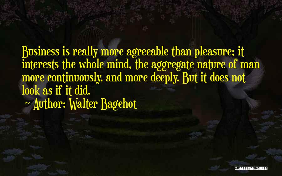 Walter Bagehot Quotes: Business Is Really More Agreeable Than Pleasure; It Interests The Whole Mind, The Aggregate Nature Of Man More Continuously, And