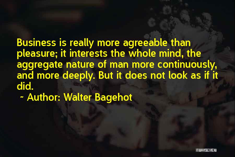 Walter Bagehot Quotes: Business Is Really More Agreeable Than Pleasure; It Interests The Whole Mind, The Aggregate Nature Of Man More Continuously, And