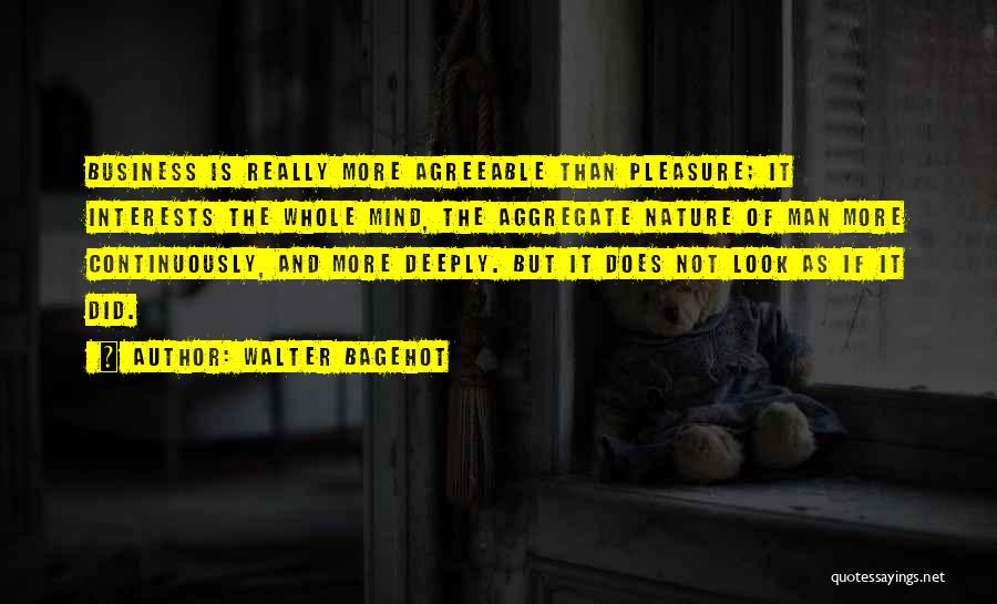 Walter Bagehot Quotes: Business Is Really More Agreeable Than Pleasure; It Interests The Whole Mind, The Aggregate Nature Of Man More Continuously, And