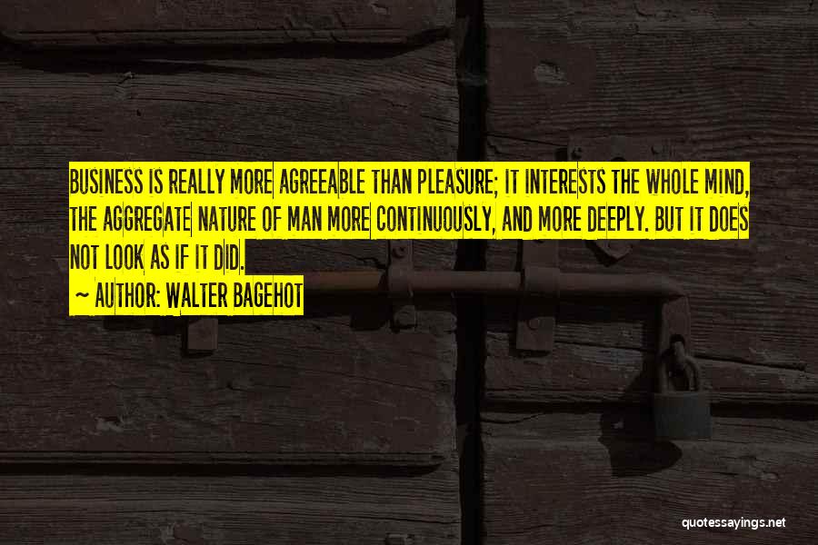 Walter Bagehot Quotes: Business Is Really More Agreeable Than Pleasure; It Interests The Whole Mind, The Aggregate Nature Of Man More Continuously, And