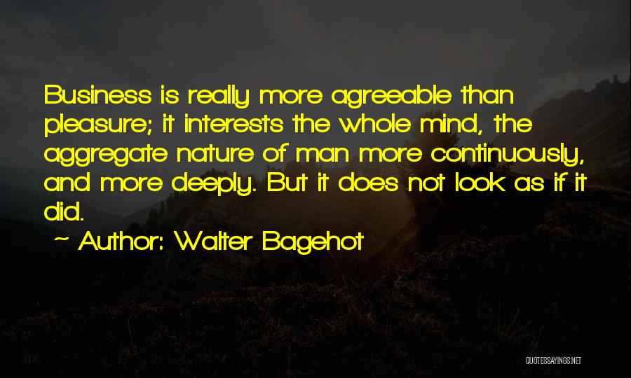 Walter Bagehot Quotes: Business Is Really More Agreeable Than Pleasure; It Interests The Whole Mind, The Aggregate Nature Of Man More Continuously, And