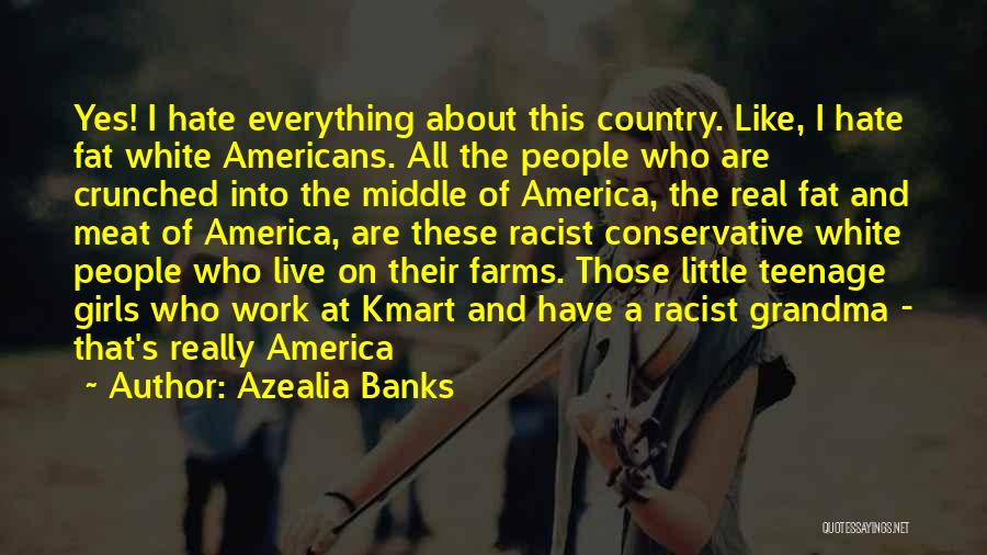 Azealia Banks Quotes: Yes! I Hate Everything About This Country. Like, I Hate Fat White Americans. All The People Who Are Crunched Into