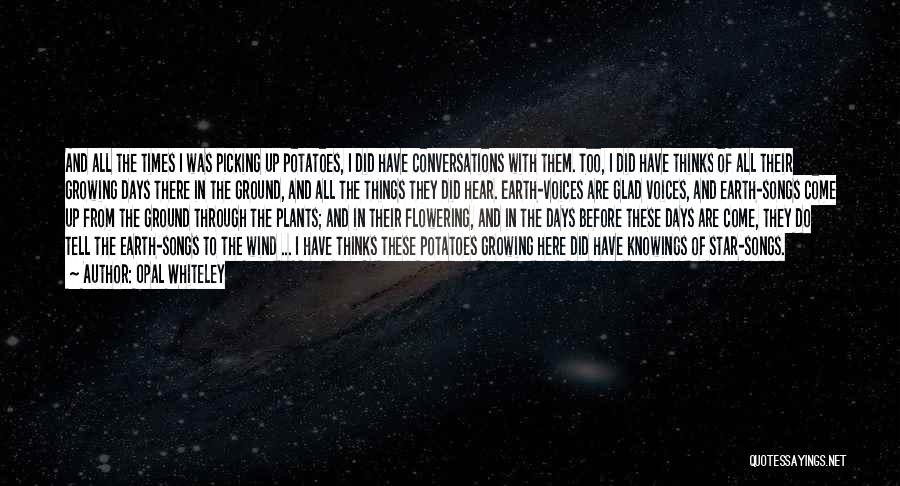 Opal Whiteley Quotes: And All The Times I Was Picking Up Potatoes, I Did Have Conversations With Them. Too, I Did Have Thinks