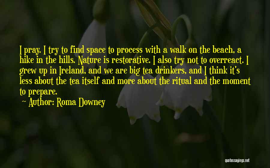 Roma Downey Quotes: I Pray. I Try To Find Space To Process With A Walk On The Beach, A Hike In The Hills.