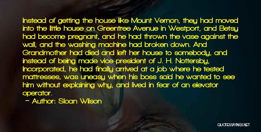 Sloan Wilson Quotes: Instead Of Getting The House Like Mount Vernon, They Had Moved Into The Little House On Greentree Avenue In Westport,