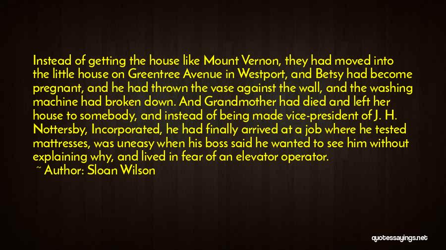 Sloan Wilson Quotes: Instead Of Getting The House Like Mount Vernon, They Had Moved Into The Little House On Greentree Avenue In Westport,