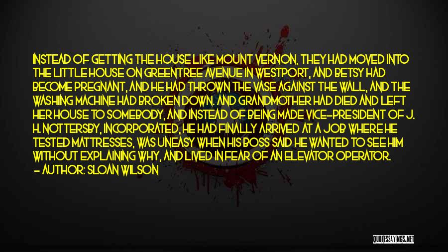 Sloan Wilson Quotes: Instead Of Getting The House Like Mount Vernon, They Had Moved Into The Little House On Greentree Avenue In Westport,