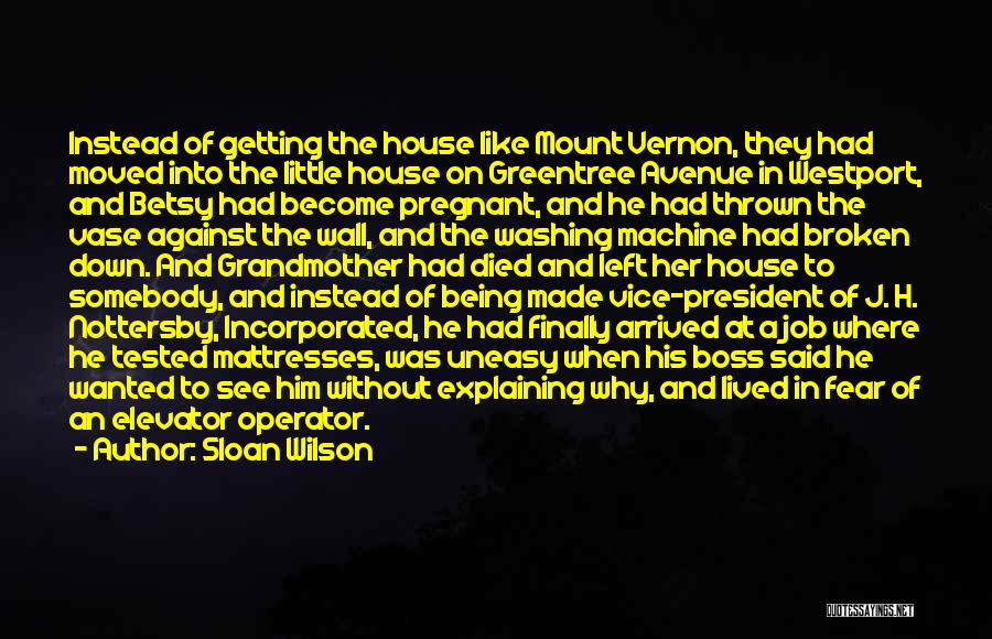 Sloan Wilson Quotes: Instead Of Getting The House Like Mount Vernon, They Had Moved Into The Little House On Greentree Avenue In Westport,