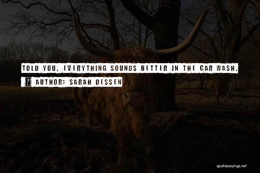 Sarah Dessen Quotes: Told You. Everything Sounds Better In The Car Wash.