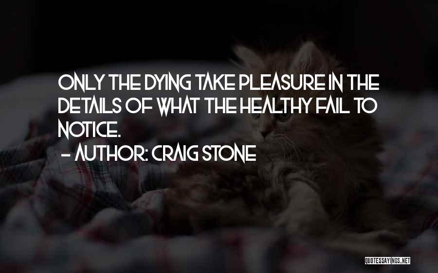 Craig Stone Quotes: Only The Dying Take Pleasure In The Details Of What The Healthy Fail To Notice.