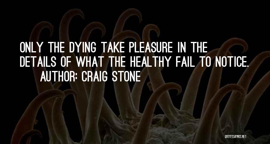 Craig Stone Quotes: Only The Dying Take Pleasure In The Details Of What The Healthy Fail To Notice.