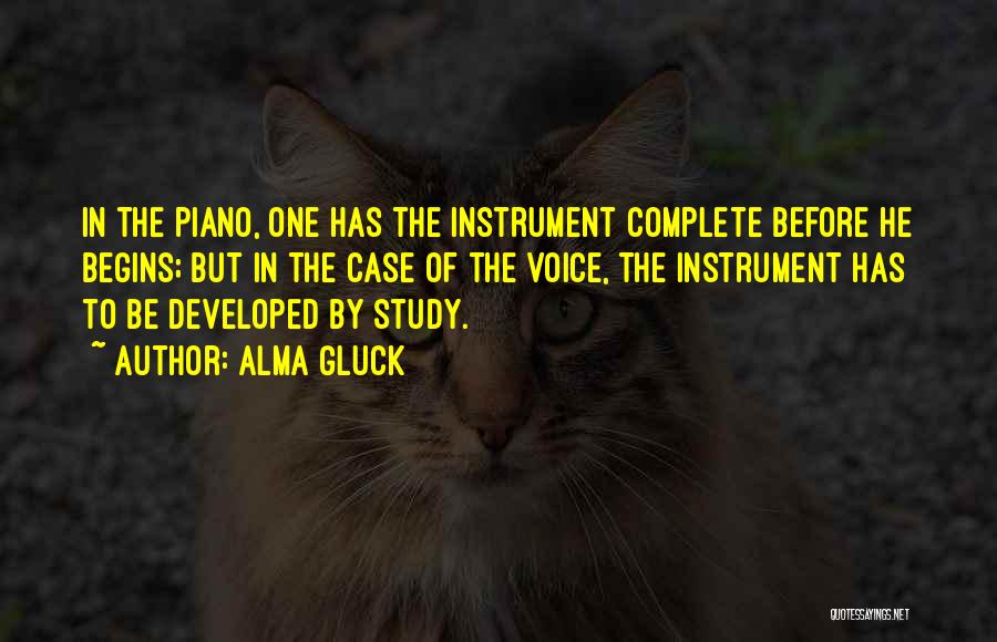 Alma Gluck Quotes: In The Piano, One Has The Instrument Complete Before He Begins; But In The Case Of The Voice, The Instrument