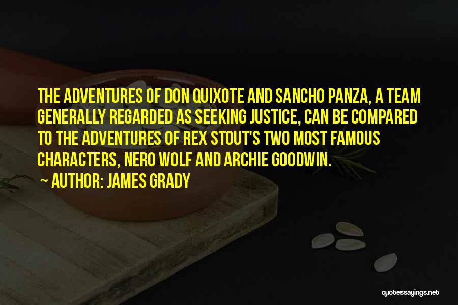 James Grady Quotes: The Adventures Of Don Quixote And Sancho Panza, A Team Generally Regarded As Seeking Justice, Can Be Compared To The