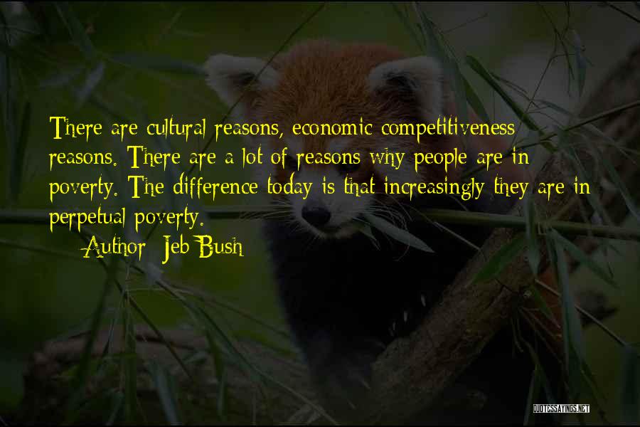 Jeb Bush Quotes: There Are Cultural Reasons, Economic Competitiveness Reasons. There Are A Lot Of Reasons Why People Are In Poverty. The Difference