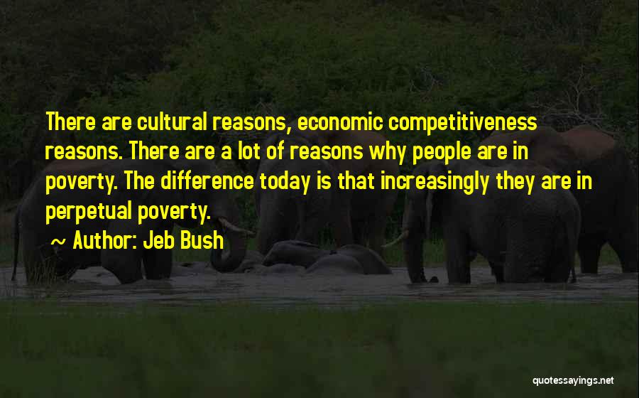 Jeb Bush Quotes: There Are Cultural Reasons, Economic Competitiveness Reasons. There Are A Lot Of Reasons Why People Are In Poverty. The Difference