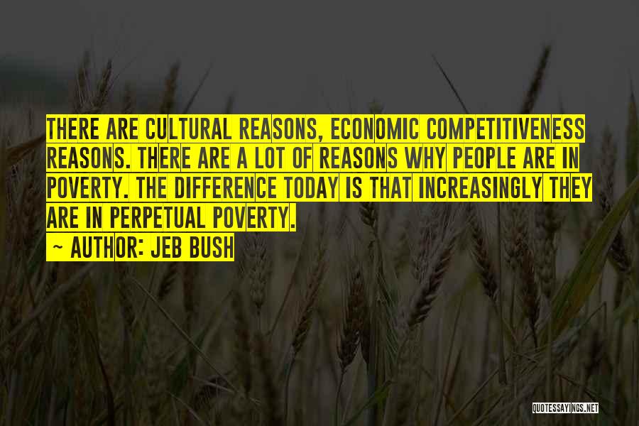 Jeb Bush Quotes: There Are Cultural Reasons, Economic Competitiveness Reasons. There Are A Lot Of Reasons Why People Are In Poverty. The Difference