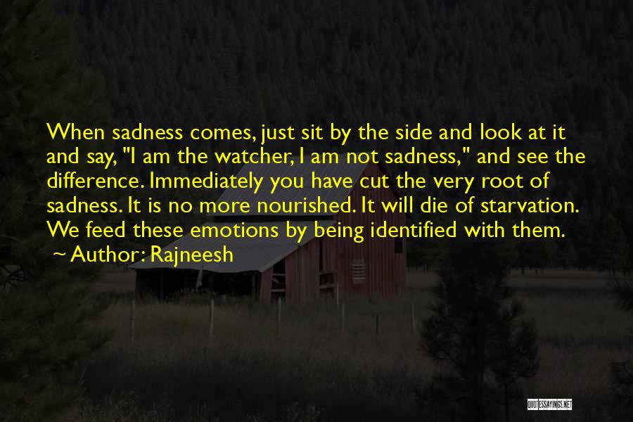 Rajneesh Quotes: When Sadness Comes, Just Sit By The Side And Look At It And Say, I Am The Watcher, I Am