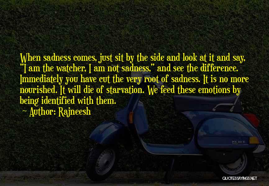 Rajneesh Quotes: When Sadness Comes, Just Sit By The Side And Look At It And Say, I Am The Watcher, I Am