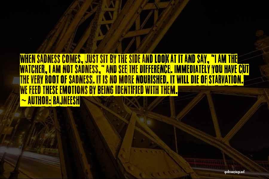 Rajneesh Quotes: When Sadness Comes, Just Sit By The Side And Look At It And Say, I Am The Watcher, I Am