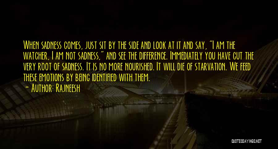 Rajneesh Quotes: When Sadness Comes, Just Sit By The Side And Look At It And Say, I Am The Watcher, I Am