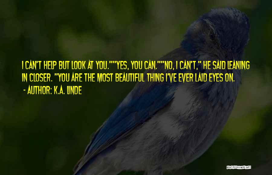 K.A. Linde Quotes: I Can't Help But Look At You.yes, You Can.no, I Can't, He Said Leaning In Closer. You Are The Most