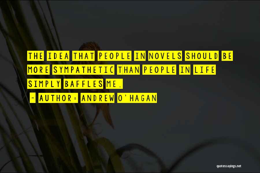 Andrew O'Hagan Quotes: The Idea That People In Novels Should Be More Sympathetic Than People In Life Simply Baffles Me.