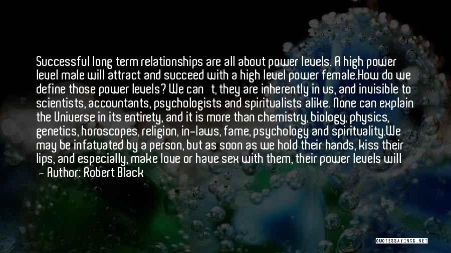 Robert Black Quotes: Successful Long Term Relationships Are All About Power Levels. A High Power Level Male Will Attract And Succeed With A