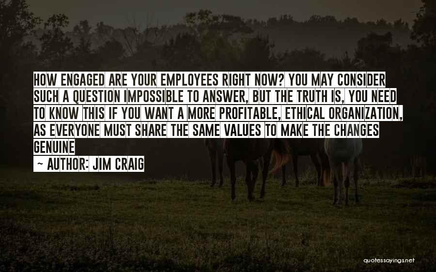 Jim Craig Quotes: How Engaged Are Your Employees Right Now? You May Consider Such A Question Impossible To Answer, But The Truth Is,