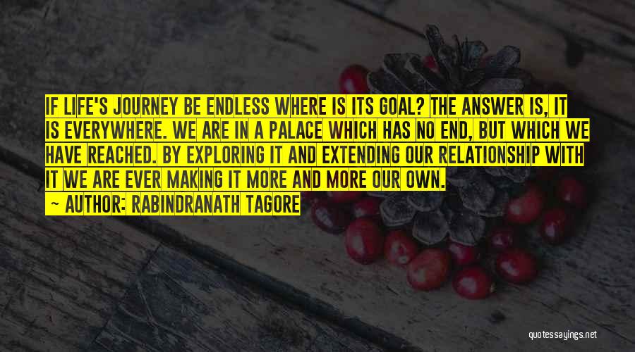 Rabindranath Tagore Quotes: If Life's Journey Be Endless Where Is Its Goal? The Answer Is, It Is Everywhere. We Are In A Palace