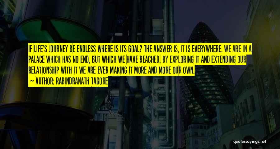 Rabindranath Tagore Quotes: If Life's Journey Be Endless Where Is Its Goal? The Answer Is, It Is Everywhere. We Are In A Palace