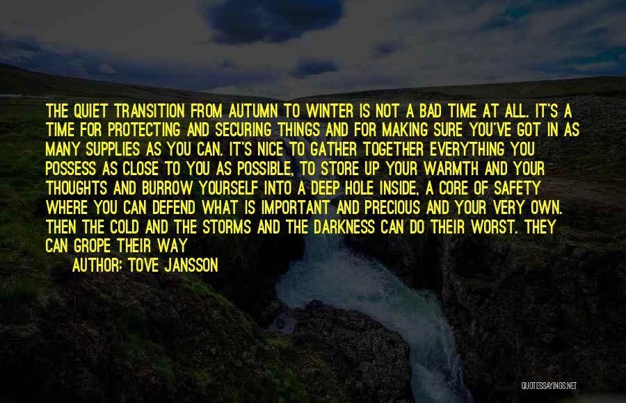 Tove Jansson Quotes: The Quiet Transition From Autumn To Winter Is Not A Bad Time At All. It's A Time For Protecting And