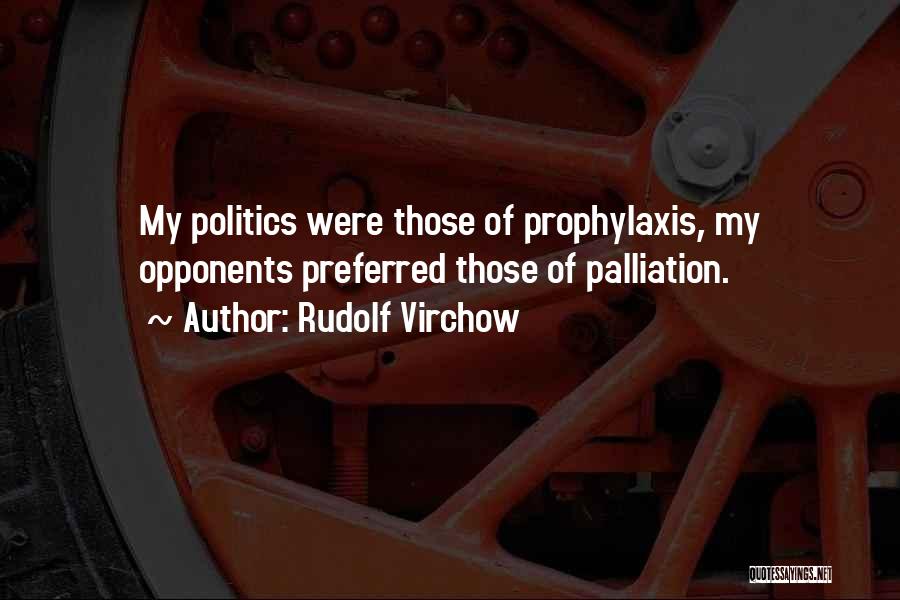 Rudolf Virchow Quotes: My Politics Were Those Of Prophylaxis, My Opponents Preferred Those Of Palliation.
