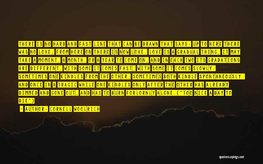 Cornell Woolrich Quotes: There Is No Hard And Fast Line That Can Be Drawn That Says: Up To Here There Was No Love;