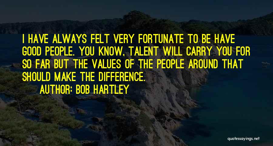 Bob Hartley Quotes: I Have Always Felt Very Fortunate To Be Have Good People. You Know, Talent Will Carry You For So Far