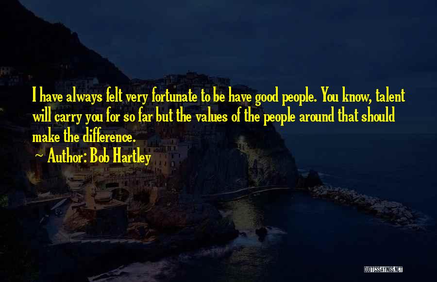 Bob Hartley Quotes: I Have Always Felt Very Fortunate To Be Have Good People. You Know, Talent Will Carry You For So Far
