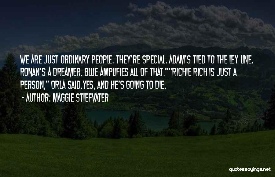 Maggie Stiefvater Quotes: We Are Just Ordinary People. They're Special. Adam's Tied To The Ley Line. Ronan's A Dreamer. Blue Amplifies All Of