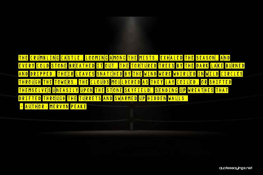 Mervyn Peake Quotes: The Crumbling Castle, Looming Among The Mists, Exhaled The Season, And Every Cold Stone Breathed It Out. The Tortured Trees