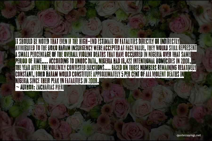 Zacharias Pieri Quotes: It Should Be Noted That Even If The High-end Estimate Of Fatalities Directly Or Indirectly Attributed To The Boko Haram